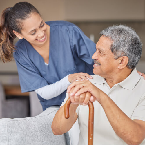 Nurse and elderly man.